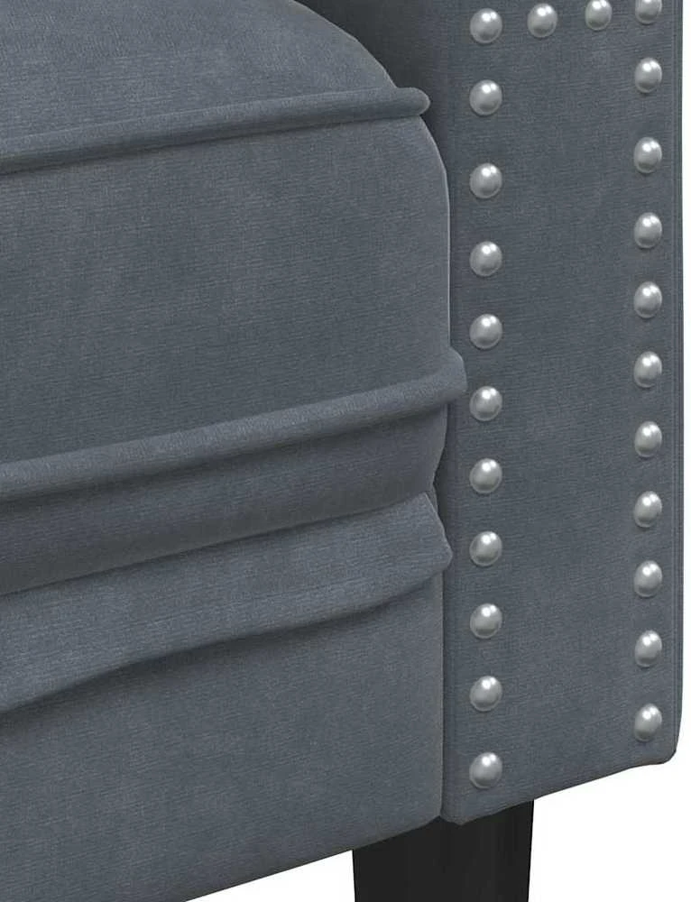 Svetainės sofa 2 vnt. Tamsiai pilka Aksomas