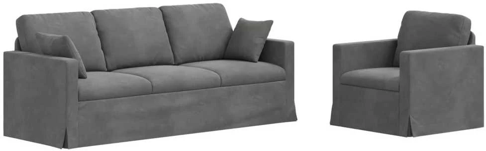 Sofa Sofos komplektas 2 vnt. Tamsiai pilka Aksomas
