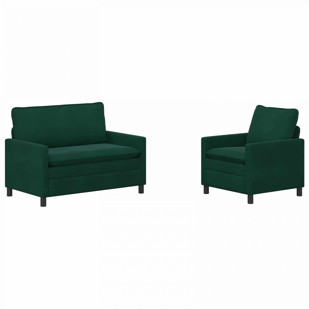 Sofa Sofos komplektas 2 vnt. Tamsiai žalia Aksomas