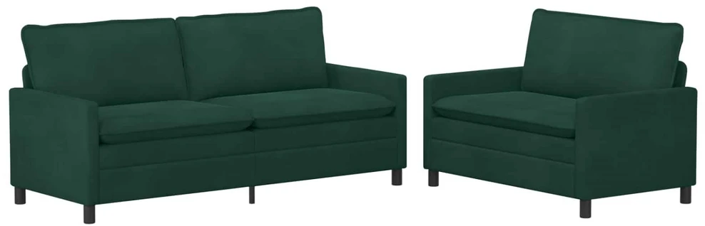 Sofa Sofos komplektas 2 vnt. Tamsiai žalia Aksomas