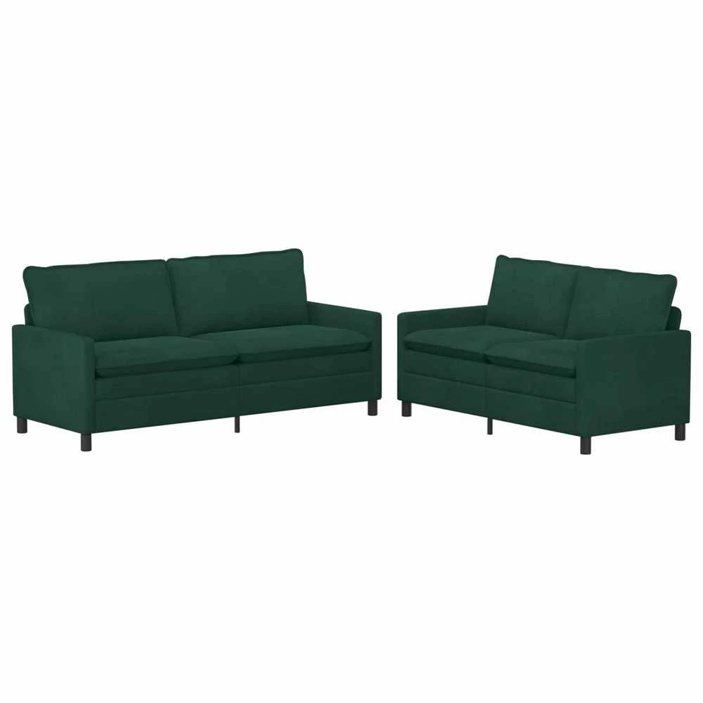 Sofa Sofos komplektas 2 vnt. Tamsiai žalia Aksomas