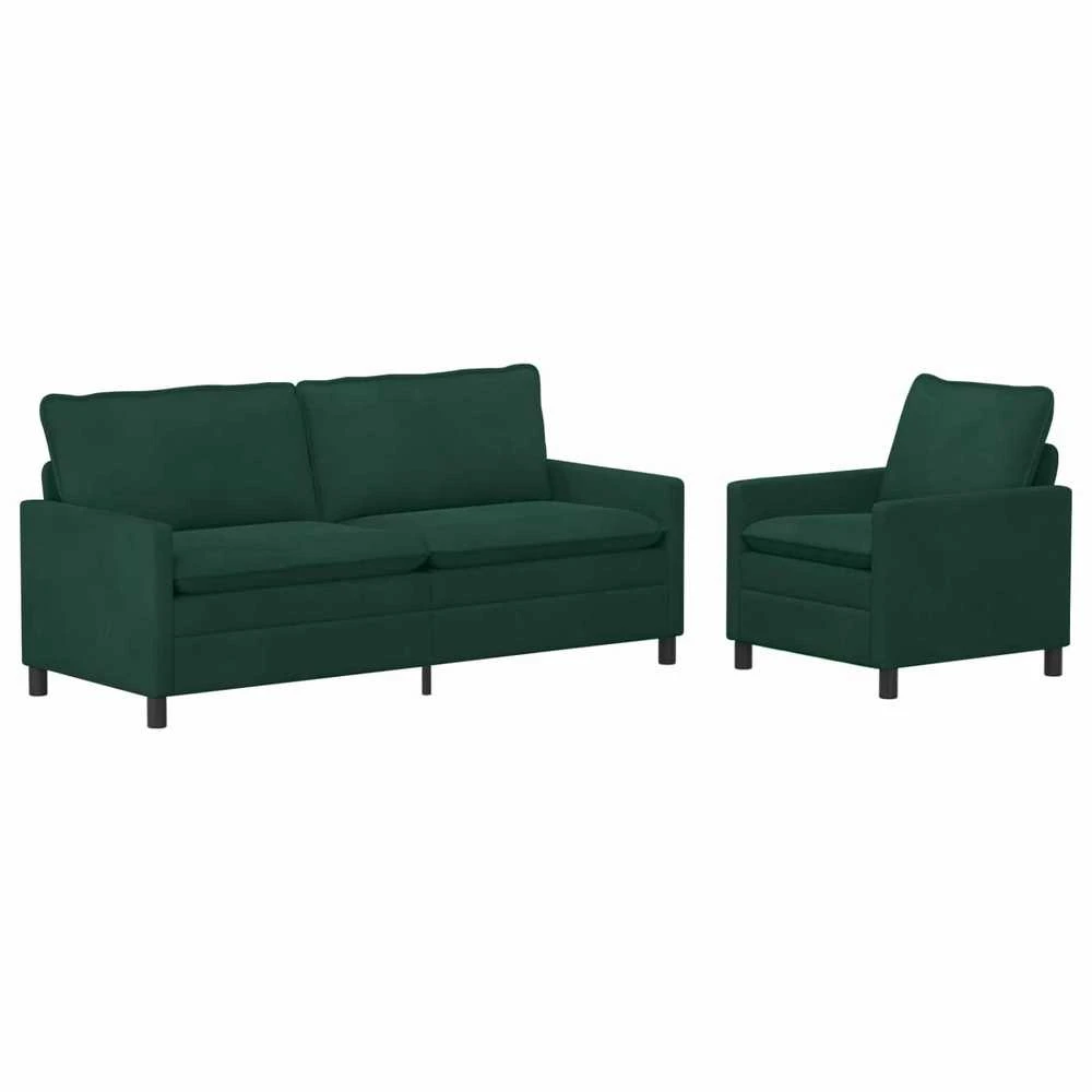 Sofa Sofos komplektas 2 vnt. Tamsiai žalia Aksomas