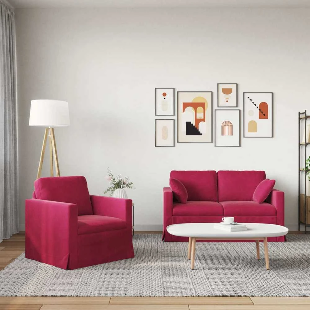 Sofa Sofos komplektas 2 vnt. Vyno raudona Aksomas