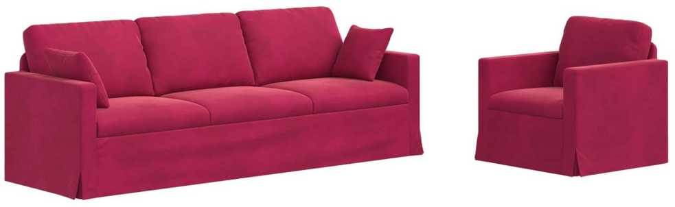 Sofa Sofos komplektas 2 vnt. Vyno raudona Aksomas
