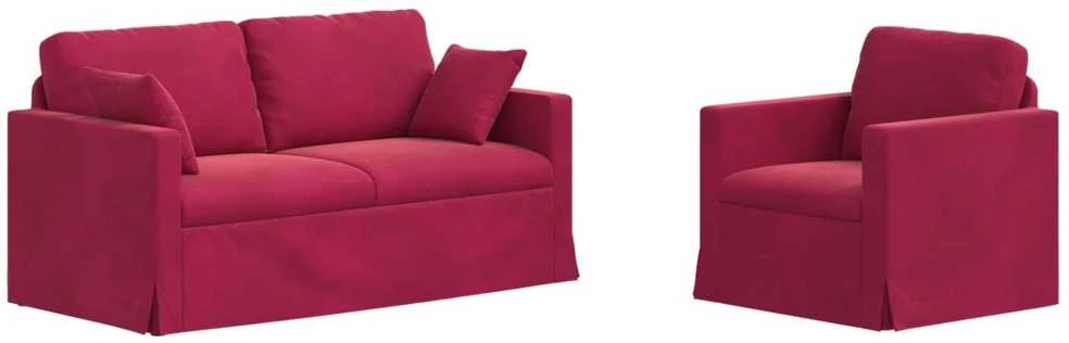 Sofa Sofos komplektas 2 vnt. Vyno raudona Aksomas