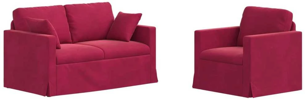 Sofa Sofos komplektas 2 vnt. Vyno raudona Aksomas