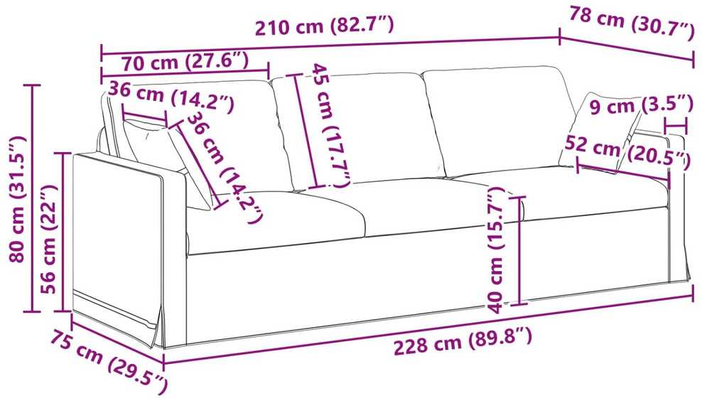 Sofa Sofos komplektas 2 vnt. Vyno raudona Aksomas