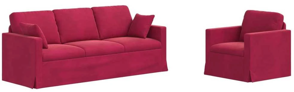 Sofa Sofos komplektas 2 vnt. Vyno raudona Aksomas