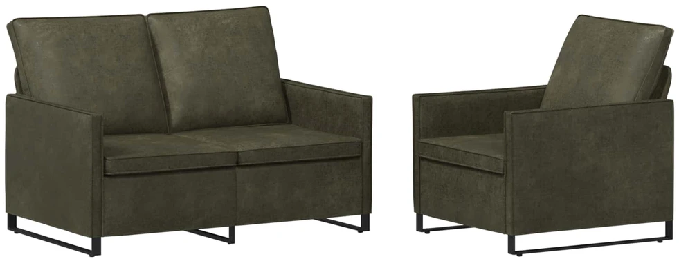 Sofa Sofos komplektas 2 vnt. Armijos Žalia Dirbtinė zomša
