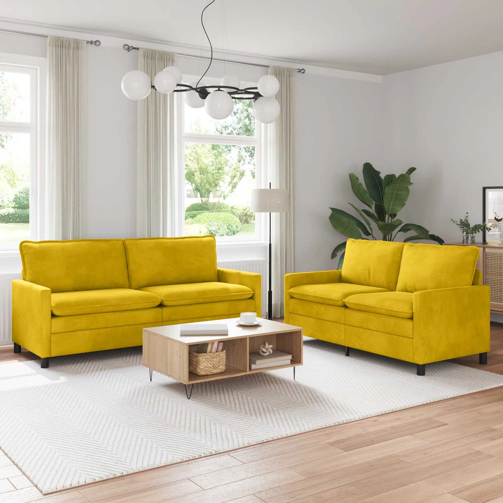 Sofa Sofos komplektas 2 vnt. Geltona Aksomas