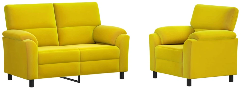 Sofa Sofos komplektas 2 vnt. Geltona Aksomas