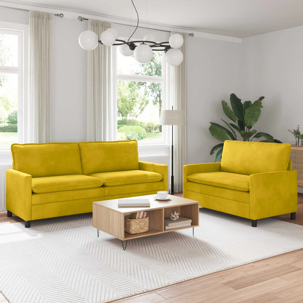 Sofa Sofos komplektas 2 vnt. Geltona Aksomas