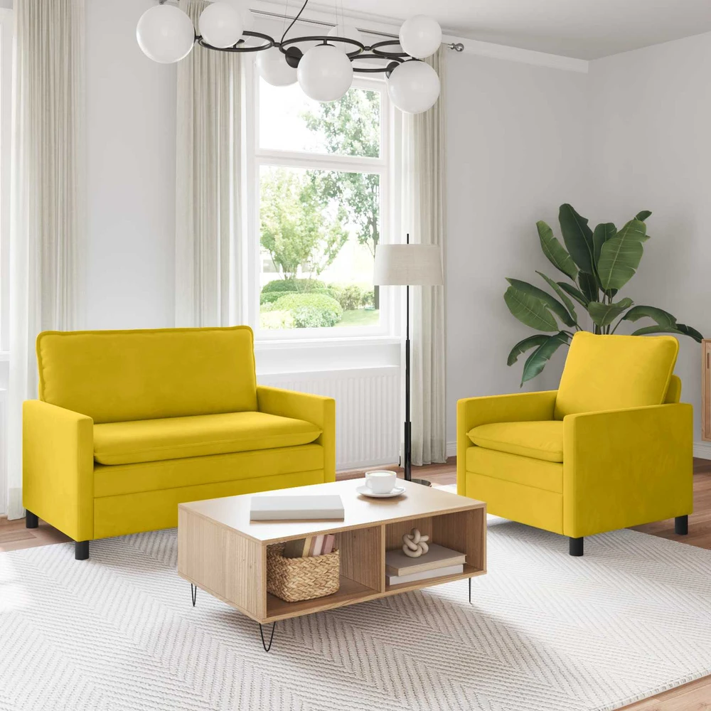 Sofa Sofos komplektas 2 vnt. Geltona Aksomas
