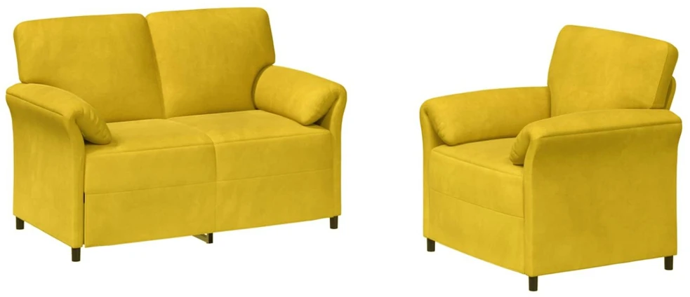 Sofa Sofos komplektas 2 vnt. Geltona Aksomas
