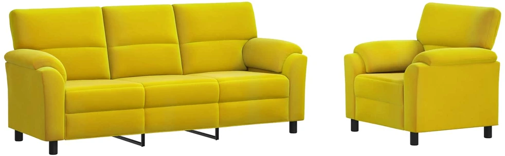 Sofa Sofos komplektas 2 vnt. Geltona Aksomas