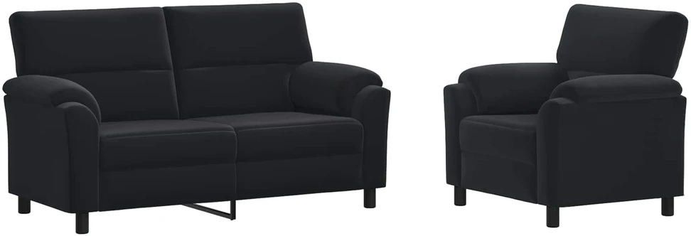 Sofa Sofos komplektas 2 vnt. Juoda Aksomas