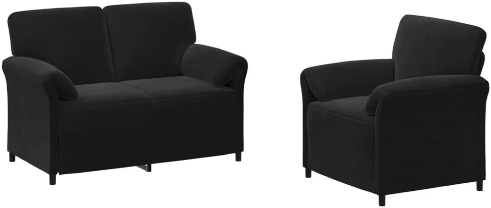 Sofa Sofos komplektas 2 vnt. Juoda Aksomas