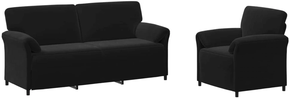 Sofa Sofos komplektas 2 vnt. Juoda Aksomas