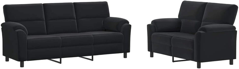 Sofa Sofos komplektas 2 vnt. Juoda Aksomas