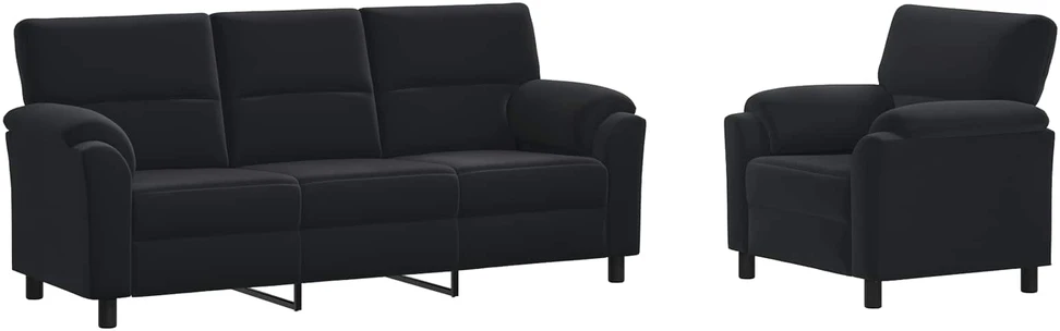 Sofa Sofos komplektas 2 vnt. Juoda Aksomas