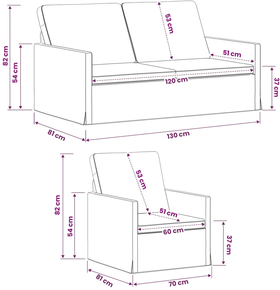 Sofa Sofos komplektas 2 vnt. Juoda Aksomas
