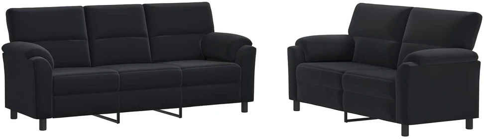 Sofa Sofos komplektas 2 vnt. Juoda Aksomas
