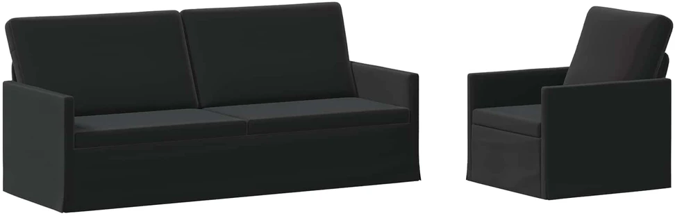 Sofa Sofos komplektas 2 vnt. Juoda Aksomas