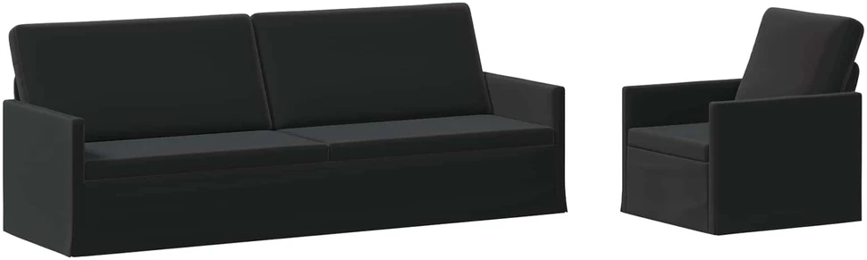 Sofa Sofos komplektas 2 vnt. Juoda Aksomas