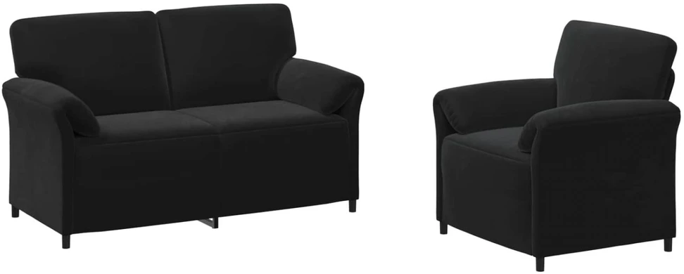 Sofa Sofos komplektas 2 vnt. Juoda Aksomas