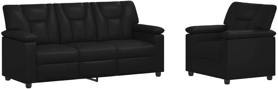 Sofa Sofos komplektas 2 vnt. Juoda Dirbtinė oda