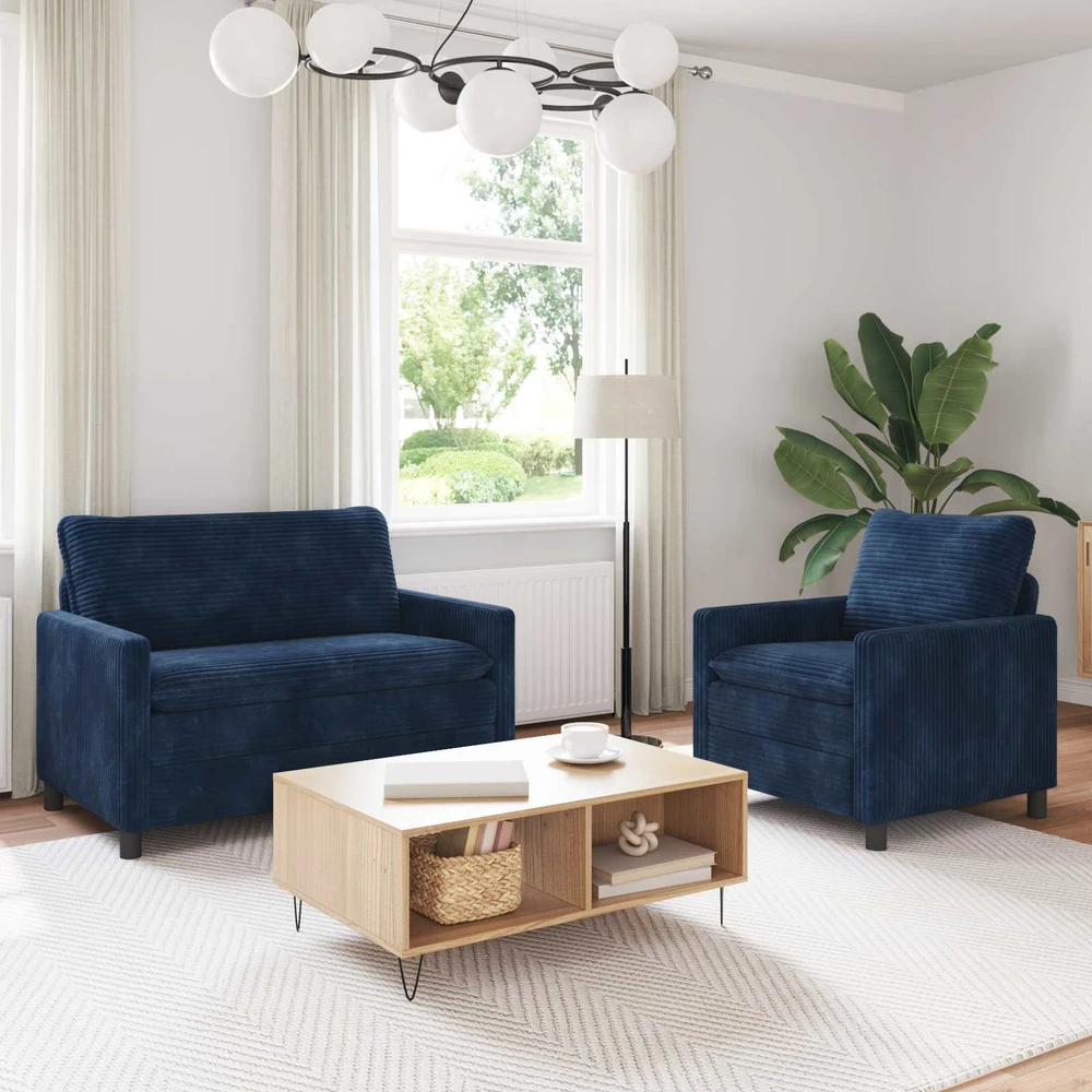 Sofa Sofos komplektas 2 vnt. Jūrinė mėlyna Poliesteris
