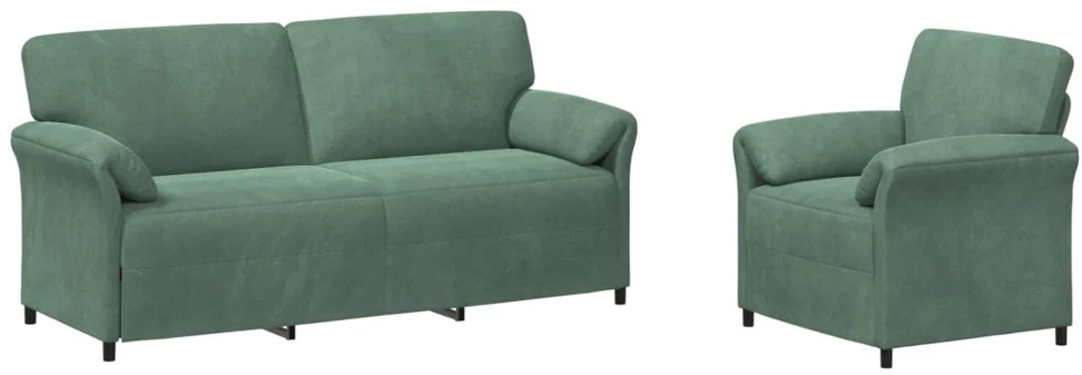 Sofa Sofos komplektas 2 vnt. Jūrinė žalia Aksomas