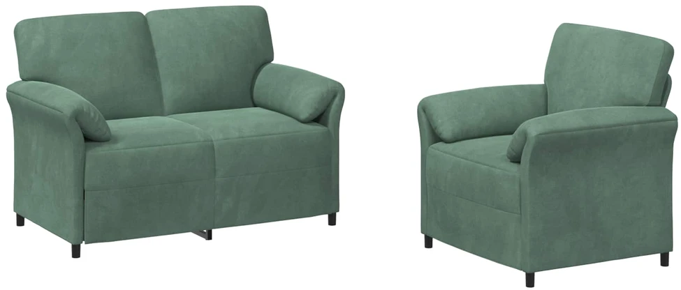 Sofa Sofos komplektas 2 vnt. Jūrinė žalia Aksomas