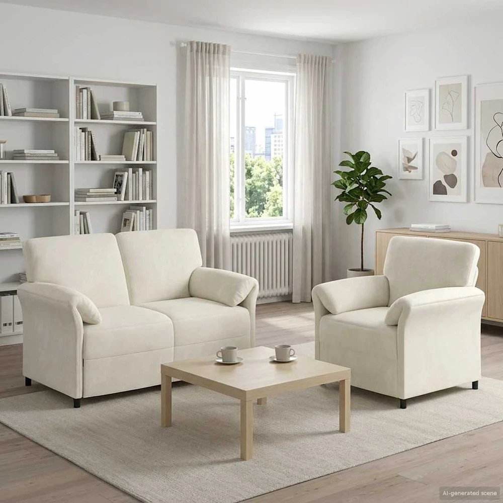 Sofa Sofos komplektas 2 vnt. Kreminė Aksomas