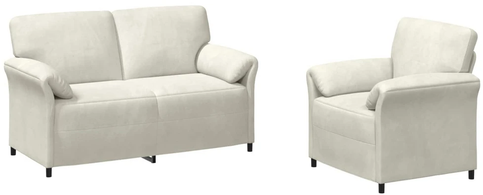 Sofa Sofos komplektas 2 vnt. Kreminė Aksomas
