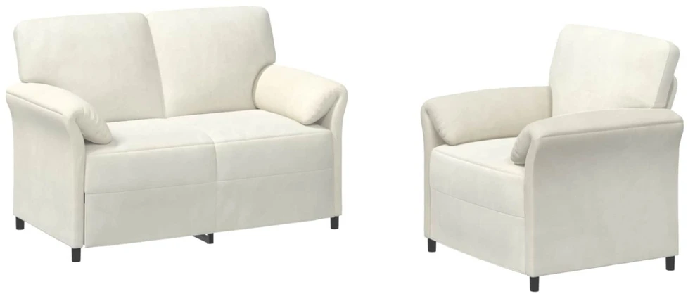 Sofa Sofos komplektas 2 vnt. Kreminė Aksomas