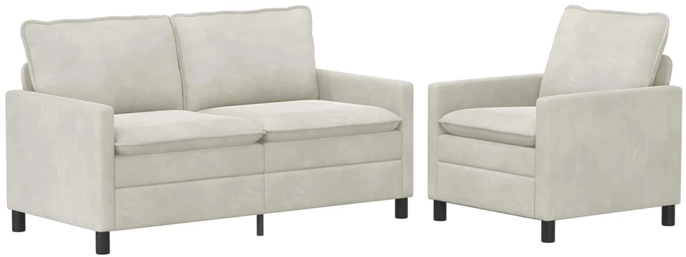 Sofa Sofos komplektas 2 vnt. Kreminė Aksomas