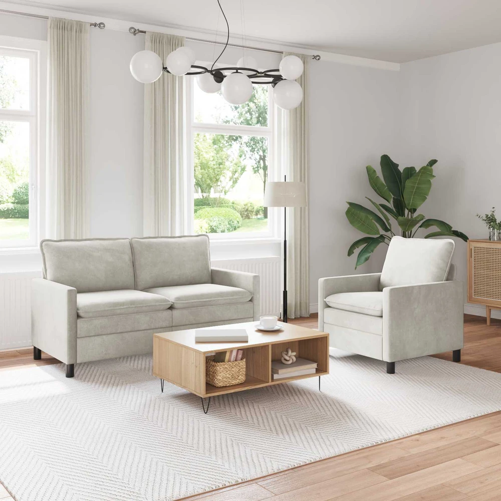 Sofa Sofos komplektas 2 vnt. Kreminė Aksomas