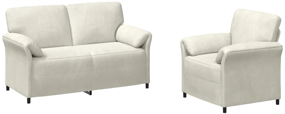 Sofa Sofos komplektas 2 vnt. Kreminė Aksomas