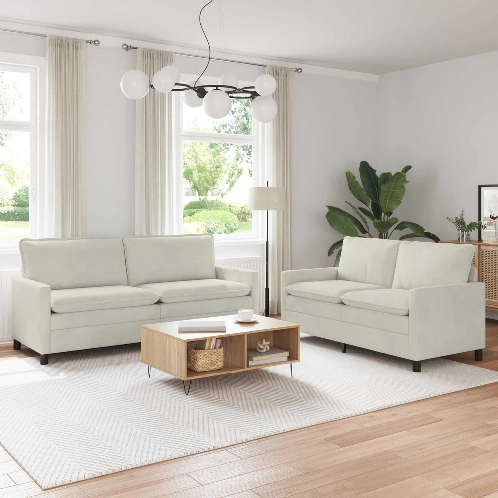 Sofa Sofos komplektas 2 vnt. Kreminė Aksomas