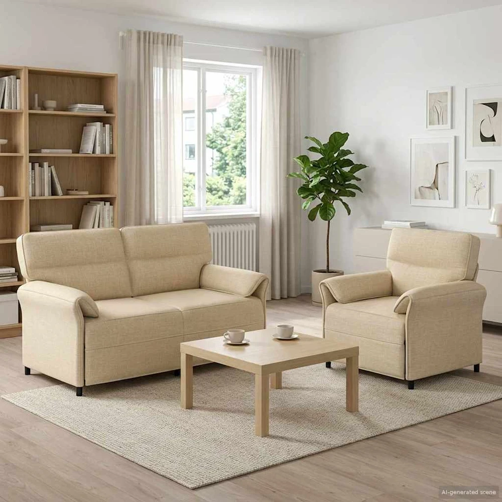 Sofa Sofos komplektas 2 vnt. Kreminė Audinys