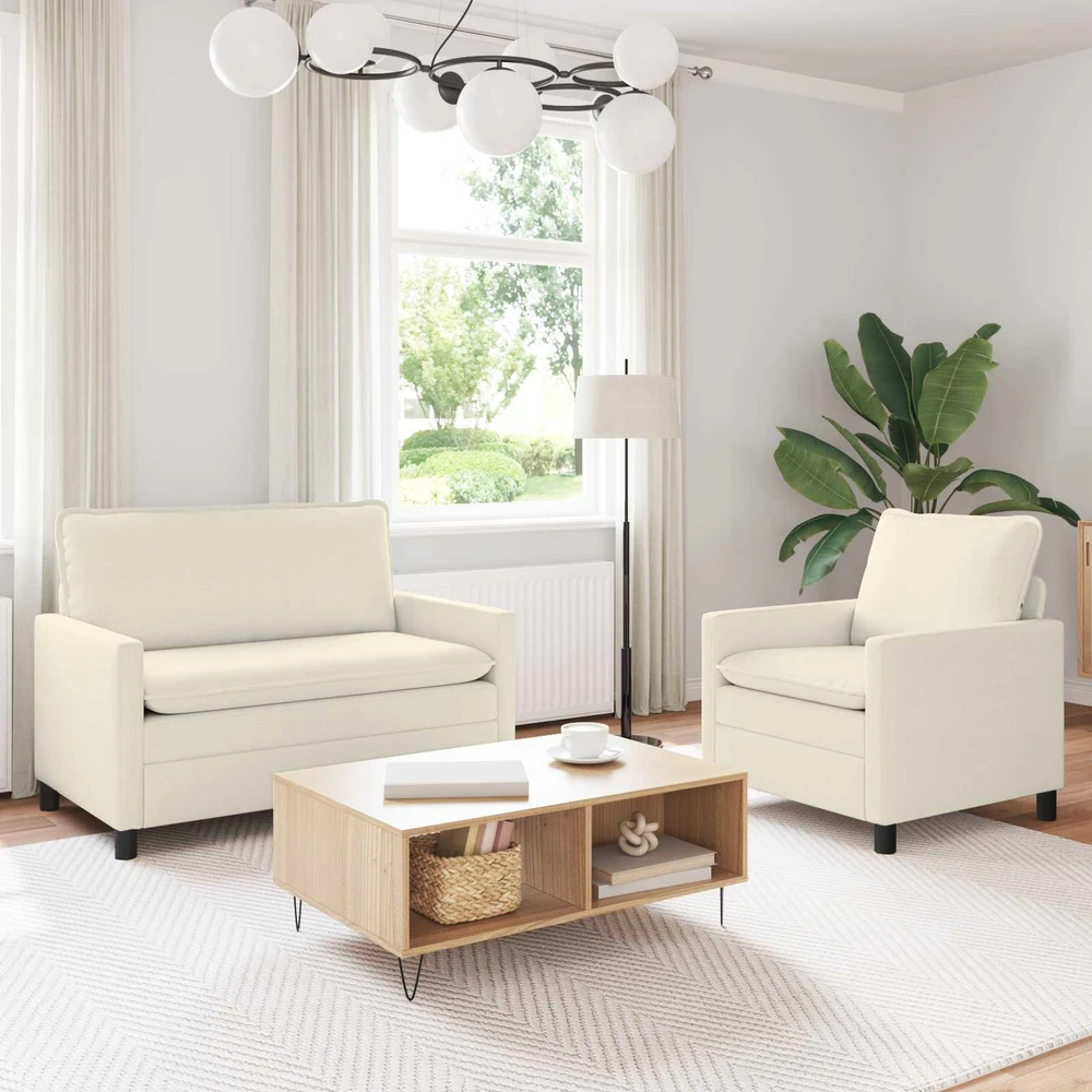Sofa Sofos komplektas 2 vnt. Kreminė Audinys