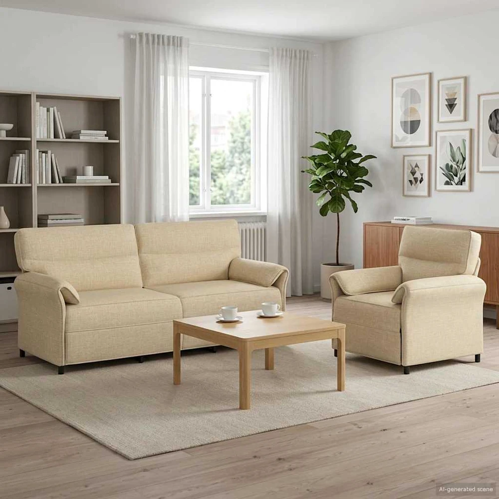 Sofa Sofos komplektas 2 vnt. Kreminė Audinys