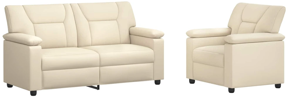 Sofa Sofos komplektas 2 vnt. Kreminė Dirbtinė oda
