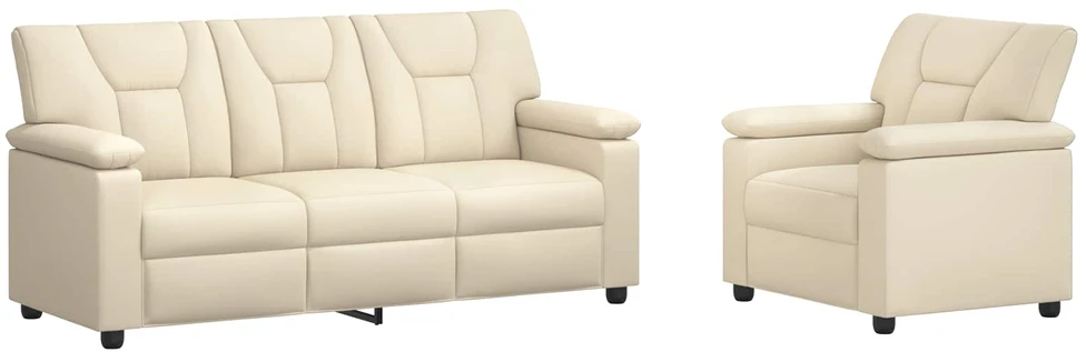 Sofa Sofos komplektas 2 vnt. Kreminė Dirbtinė oda