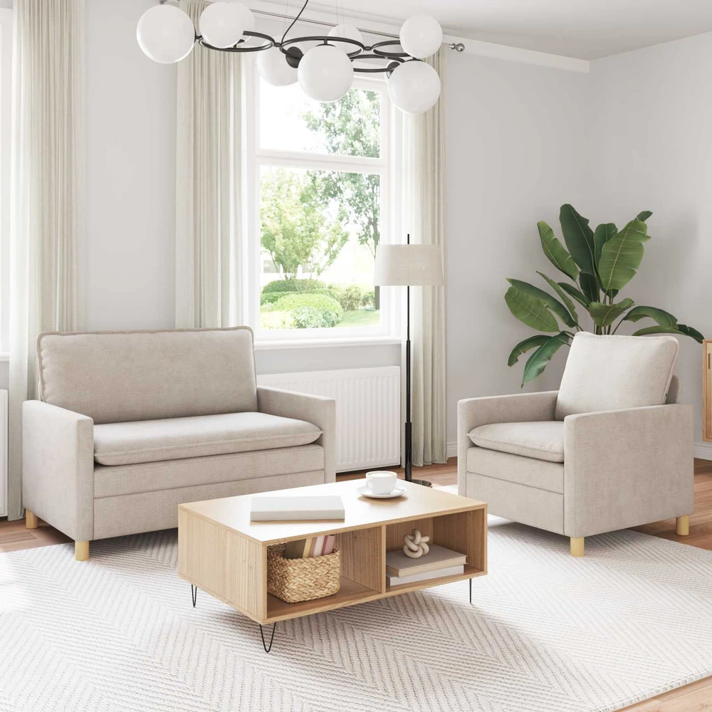 Sofa Sofos komplektas 2 vnt. Kreminė Poliesteris