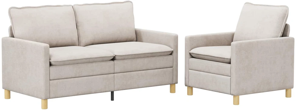 Sofa Sofos komplektas 2 vnt. Kreminė Poliesteris