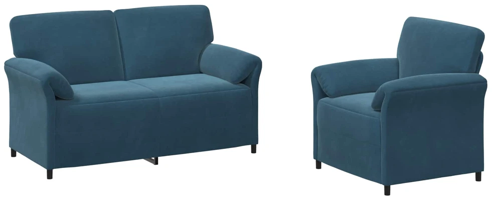Sofa Sofos komplektas 2 vnt. Mėlyna Aksomas
