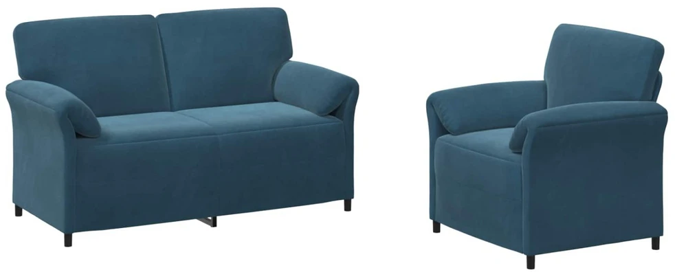 Sofa Sofos komplektas 2 vnt. Mėlyna Aksomas