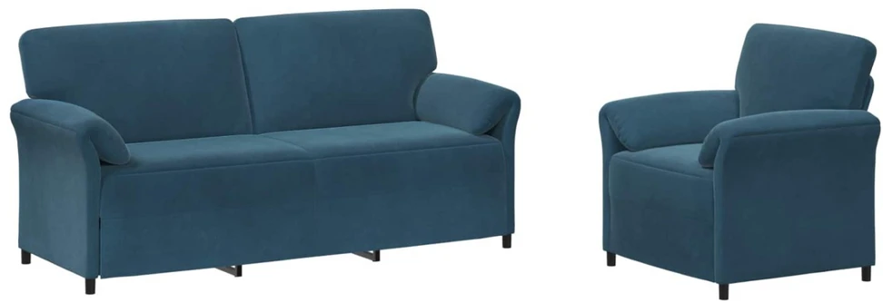 Sofa Sofos komplektas 2 vnt. Mėlyna Aksomas